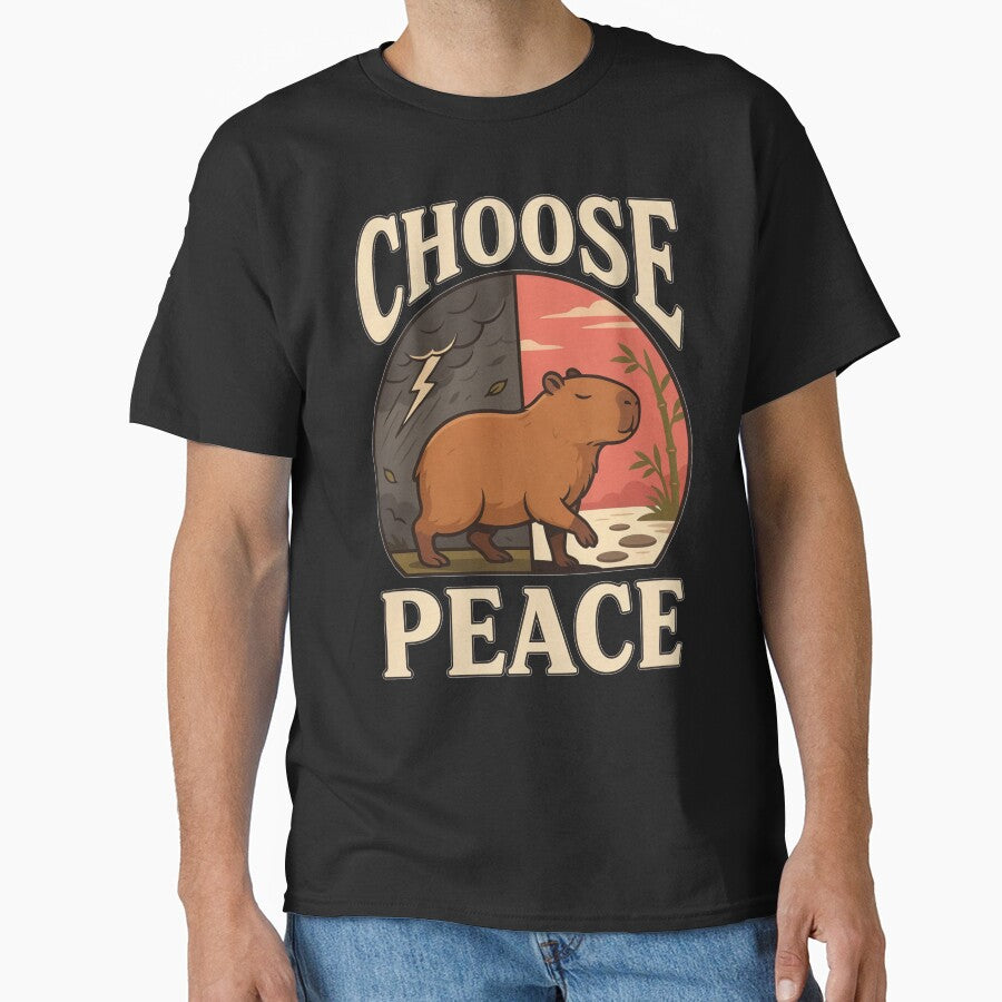 Choose Peace Capybara – Vintage Stoic Nature Design by No Excuses Supply