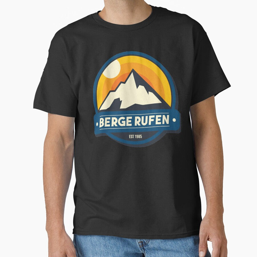 Mountains are calling | German hiking | Black hiking t-shirt by Ainbowz-Artwork