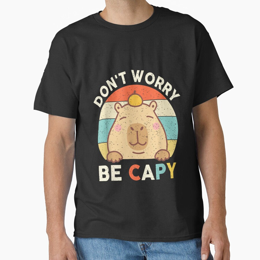 Capybara Shirt Kids Toddler Boys Girls Don’t Worry Be Capy Art for Men Women Kids , Capybara Gift Lover by DZIRI NAJAT