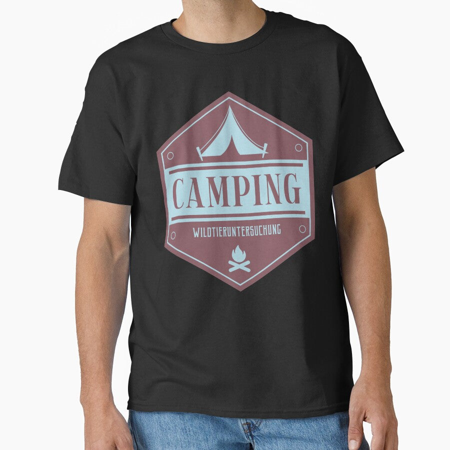 Camping | Wildlife Investigation | German hiking | Black hiking t-shirt by Ainbowz-Artwork