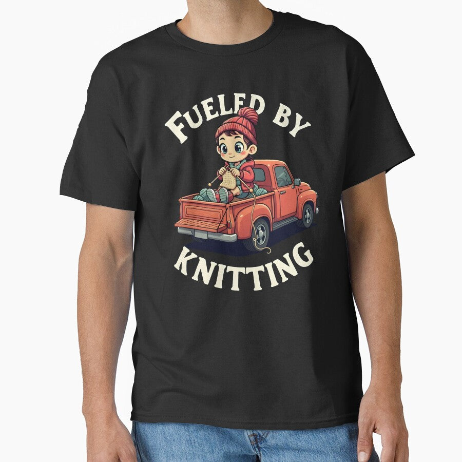 Fueled by Knitting Funny Yarn Craft Design by MimsTees
