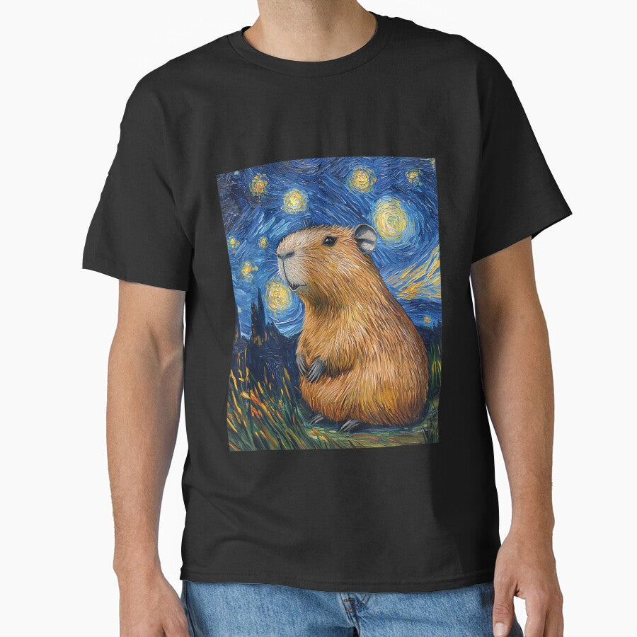 Capybara - Van Gogh Style - Starry Night - Funny Graphic Art for Men Women Kids , Capybara Gift Lover by DZIRI NAJAT