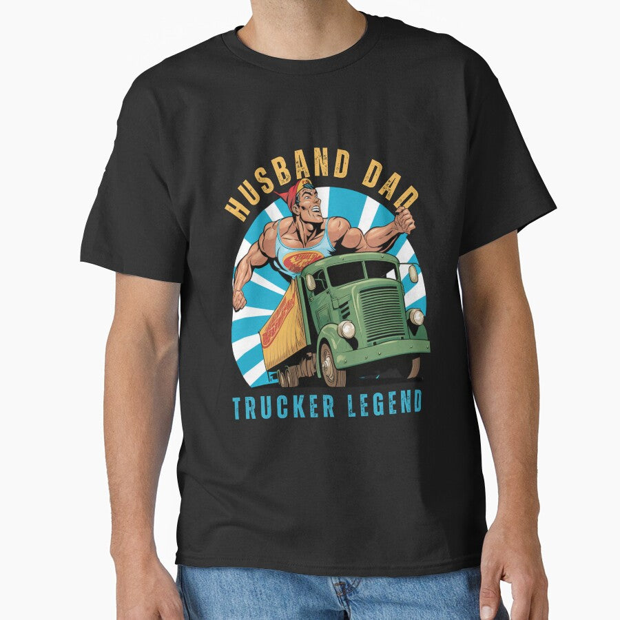 Husband Dad Trucker Legend I Drop Big Loads Funny Vintage 50's Comics by CandyDroidMerch