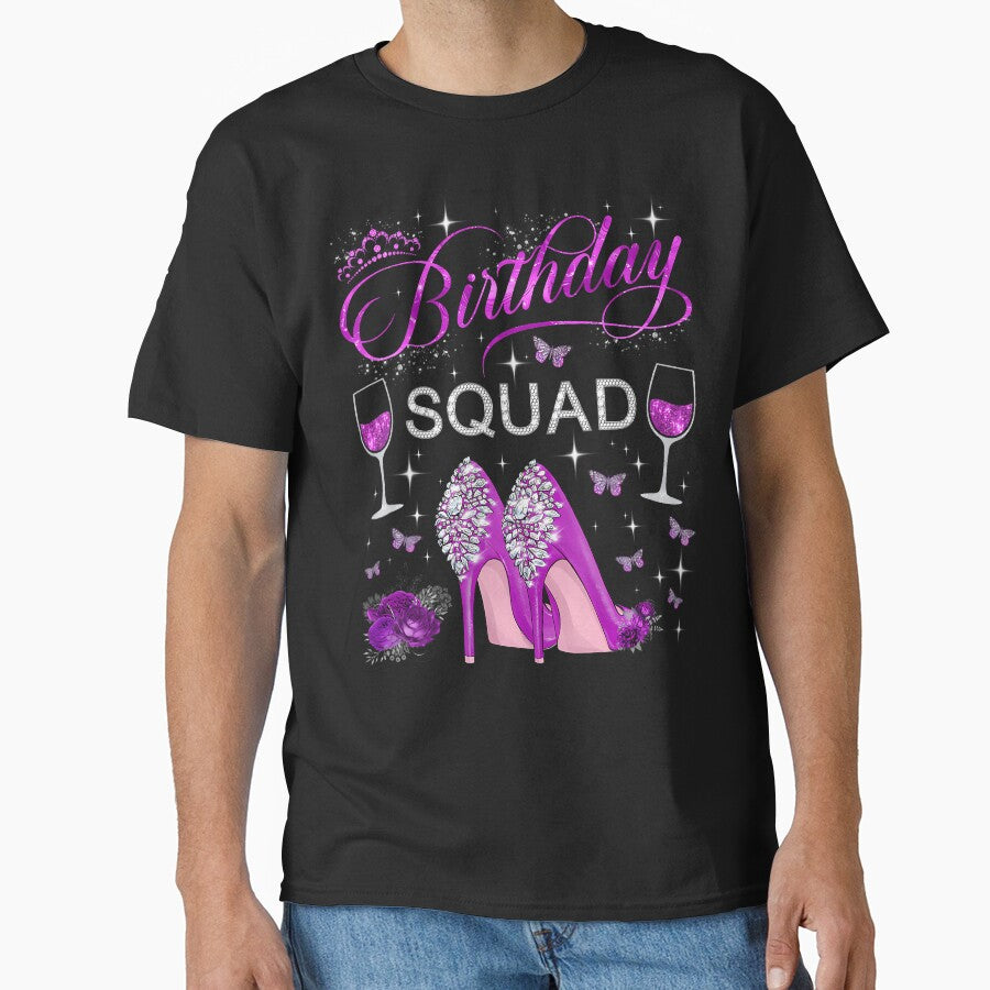 Birthday Squad Purple Butterflies High Heels Diva Squad by TysonLangosh