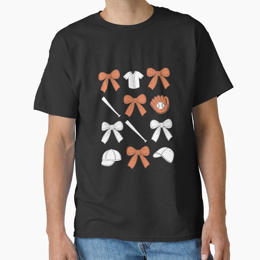 Baseball Game Day Orange Coquette Bow Baseball Mom Retro by ReefNight