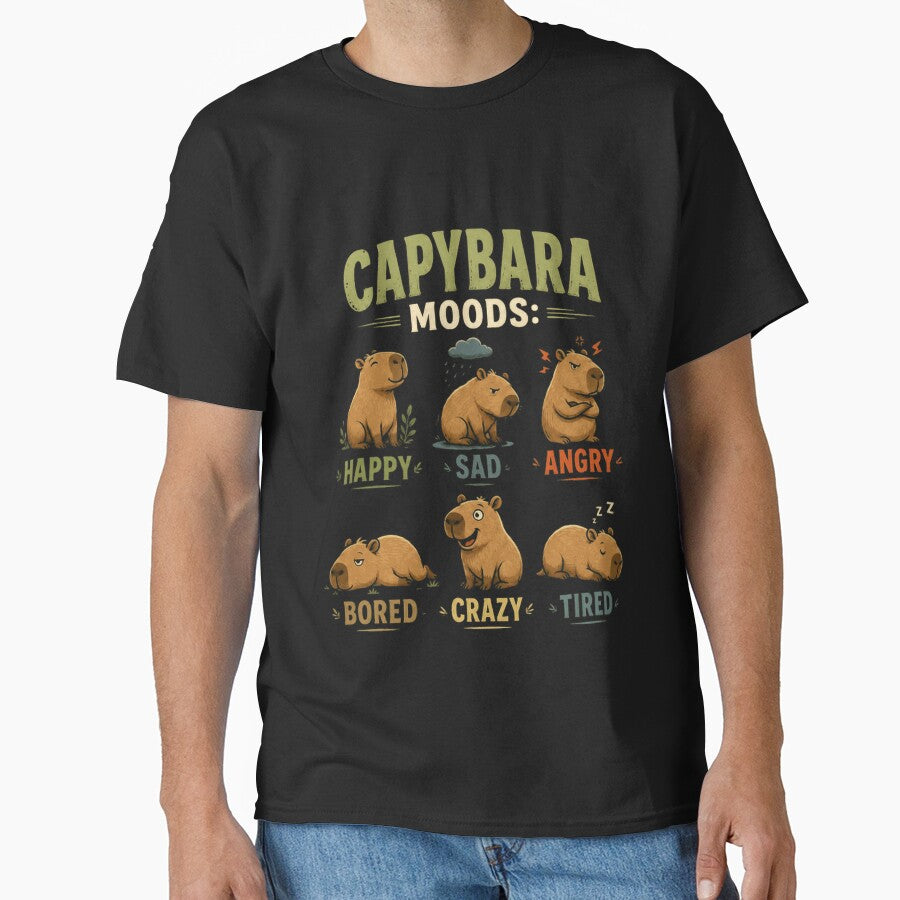 Capybara Moods Happy Sad Angry Bored Crazy Tired Animal Lover Fan Gift by JonesFlora2025