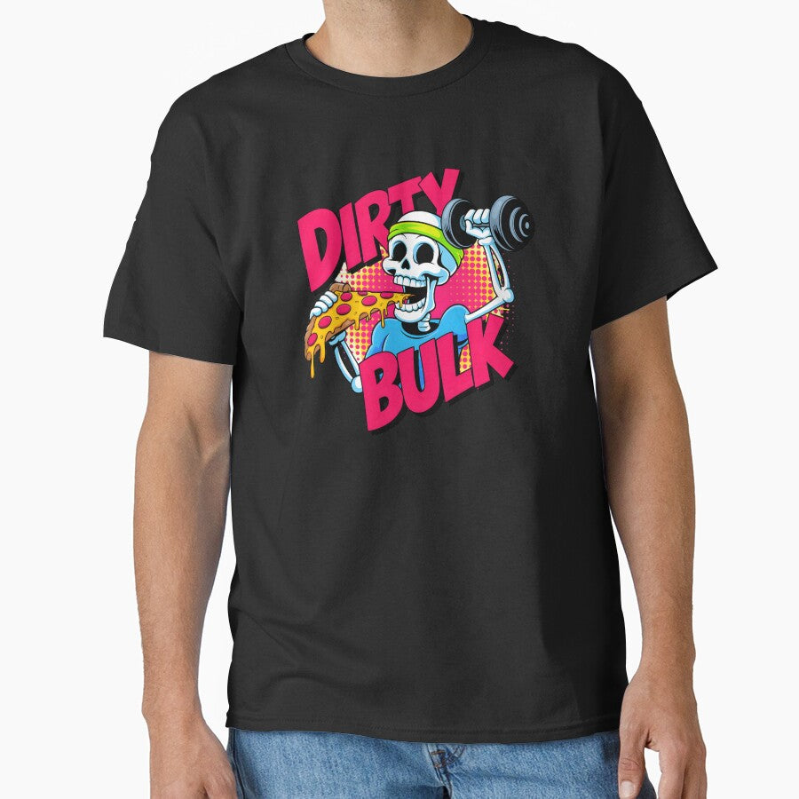 Dirty Bulk Gym Pizza Skeleton Retro by Iron Skull