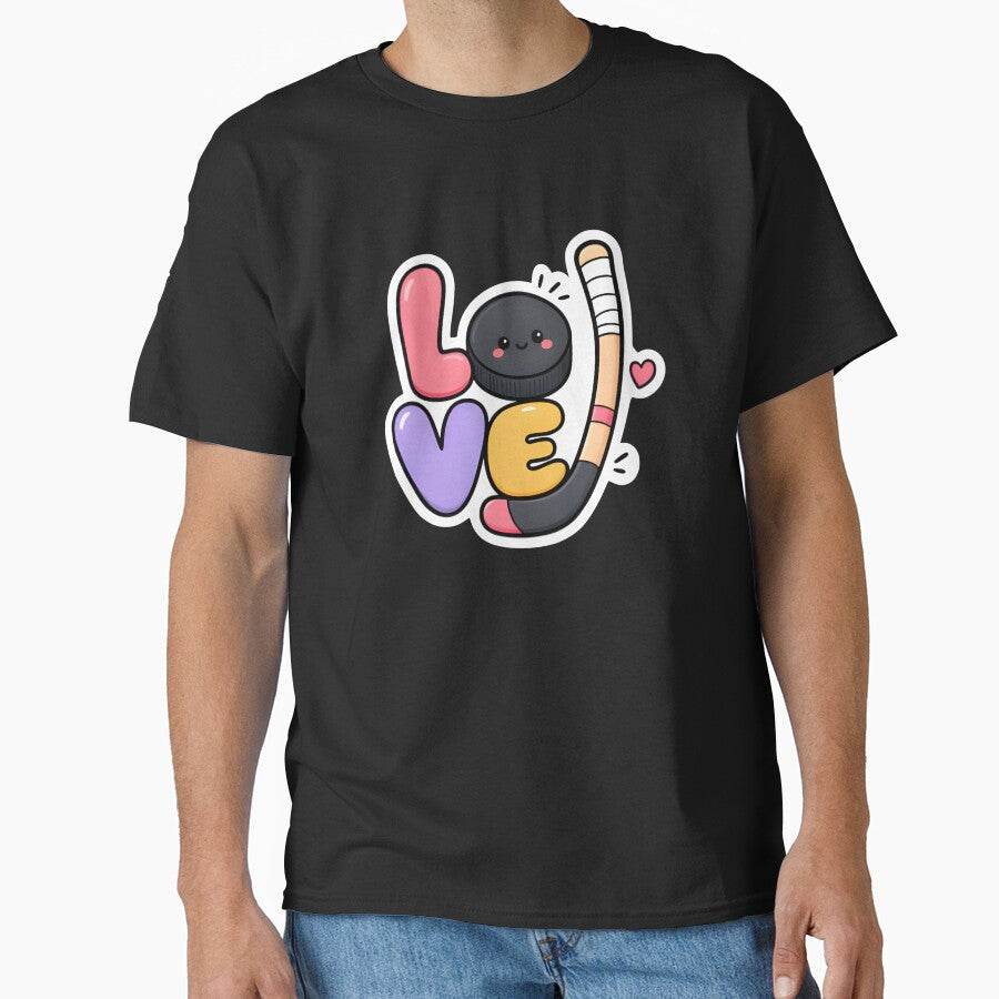 Cute Kawaii Love Hockey Stick And Puck Sports Sticker by FestivityFinds