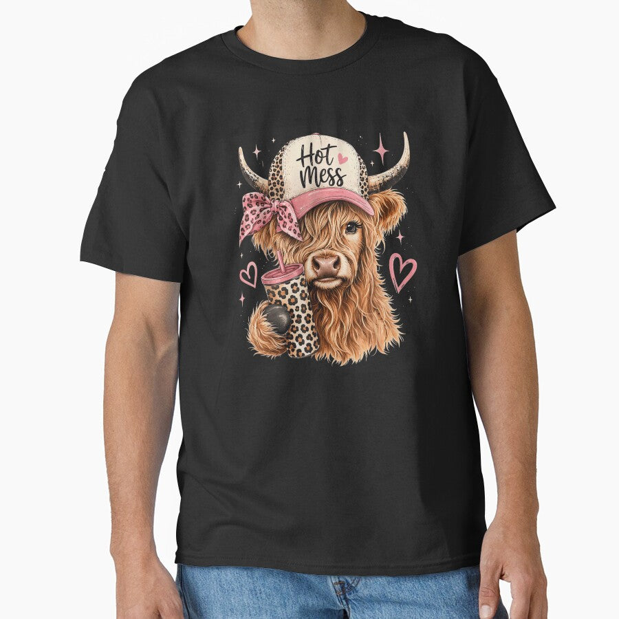 Hot Mess Highland Cow Cute Pink Western Coquette Country Girl Style by StanaLuis