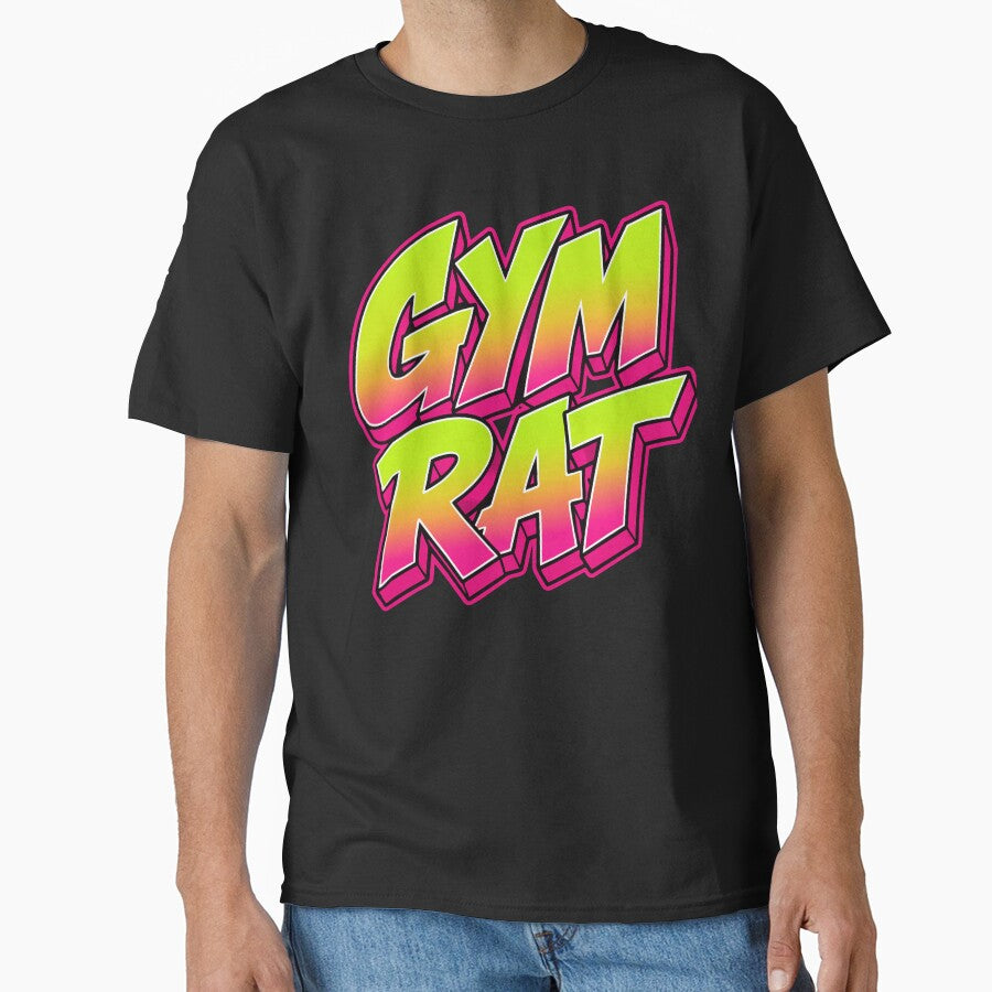 Gym Rat Neon Graffiti – Lime to Hot Pink Gradient Fitness Design by ShirtRemarks