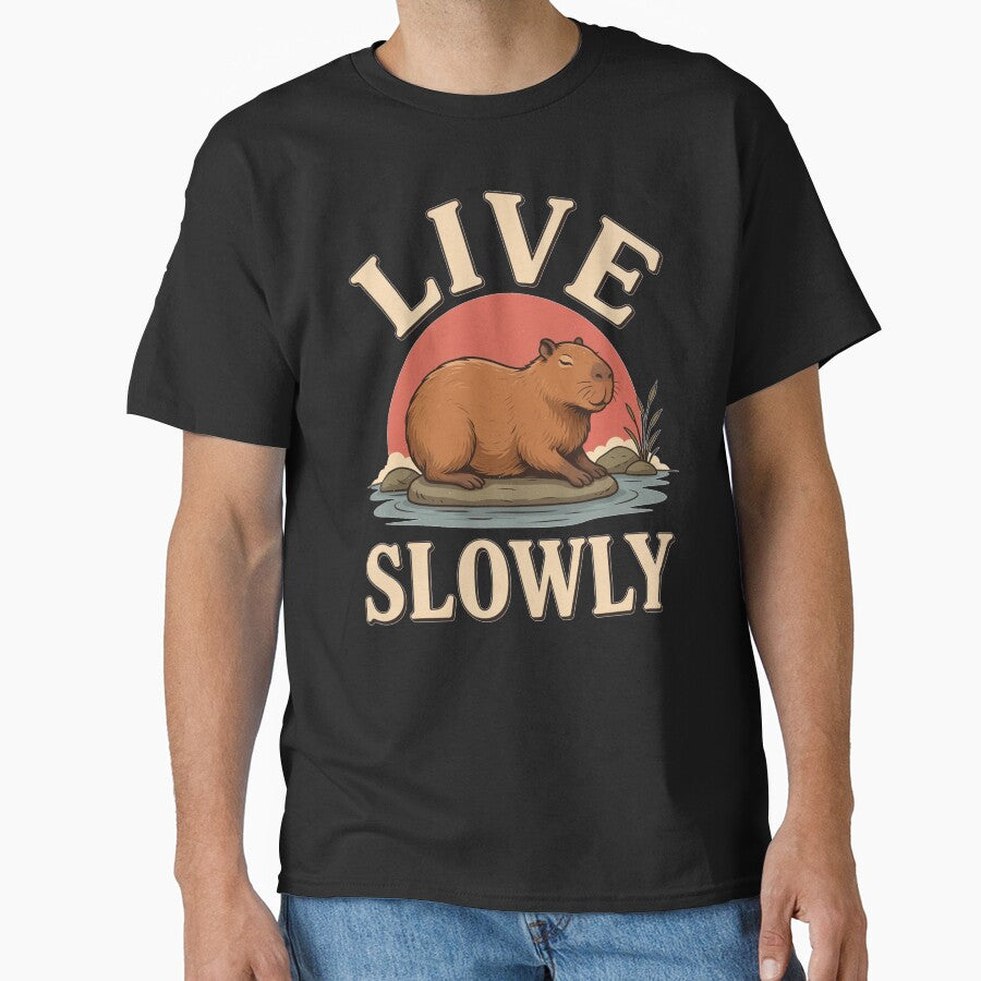 Live Slowly Capybara – Vintage Stoic Nature Design by No Excuses Supply