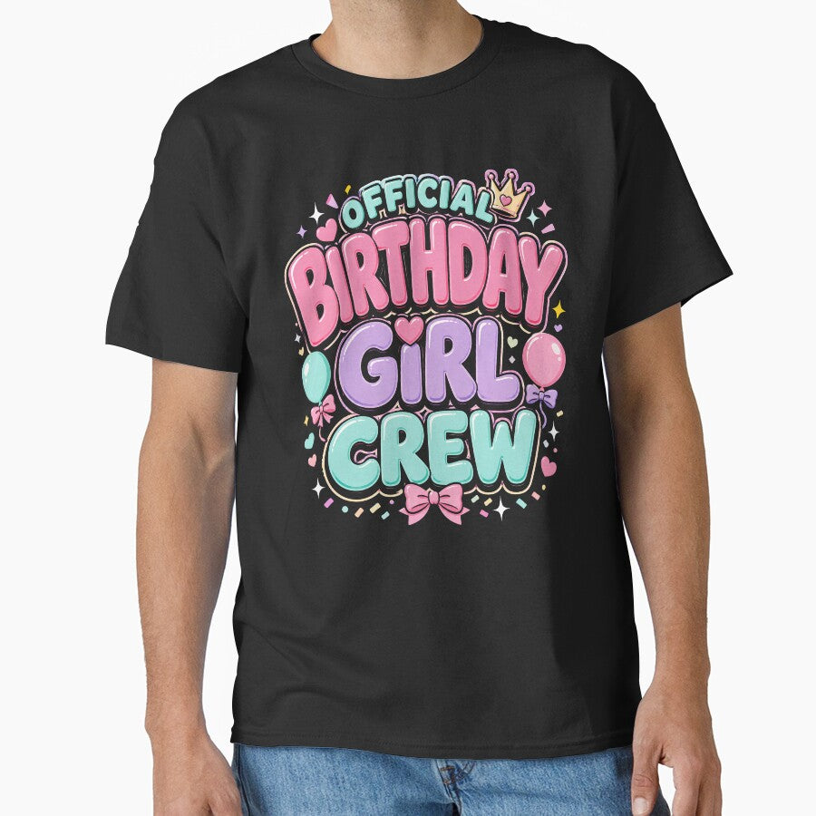 Official Birthday Girl Crew Pastel Party Vibes by Victor Shadehorn
