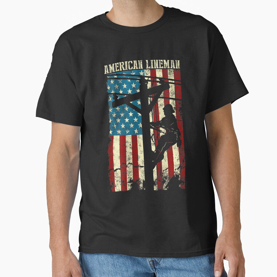 Lineman American flag Electric Cable gift Patriotic Lineman by pleasingvaultin