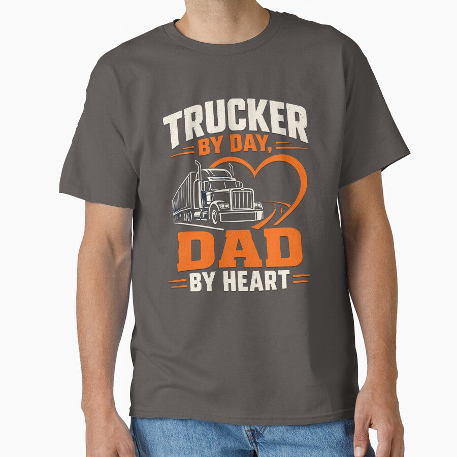 Trucker By Day Dad By Heart - Vintage Truck Driver Father's Day Gift by Haque Designs
