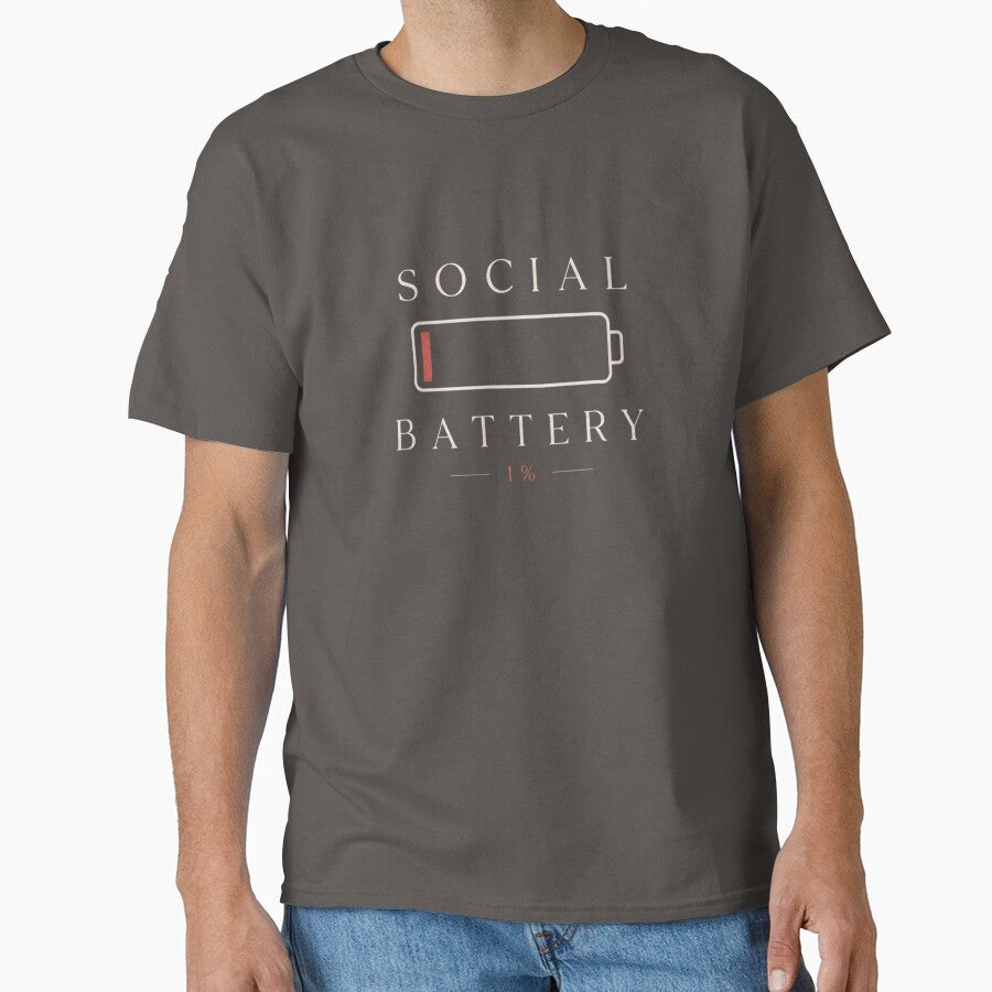 Social Battery 1% – Introvert Humor Minimalist Design by Introvert Chaos Club