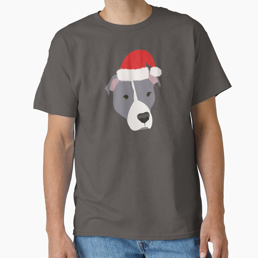 Christmas Grey and White Pitbull by KCPetPortraits