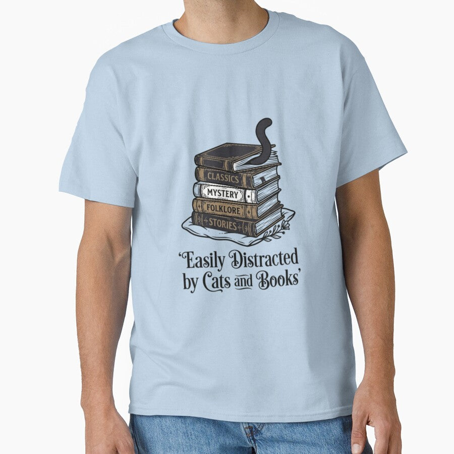 Easily Distracted by Cats and Books - Cute Vintage Cat Lover by Harrak Housni