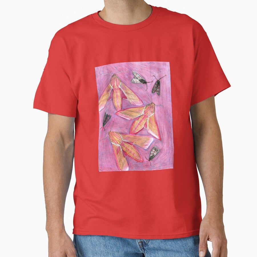 Hawk Moths and Burnet Moths on pink background by Kyleacharisse Unisex