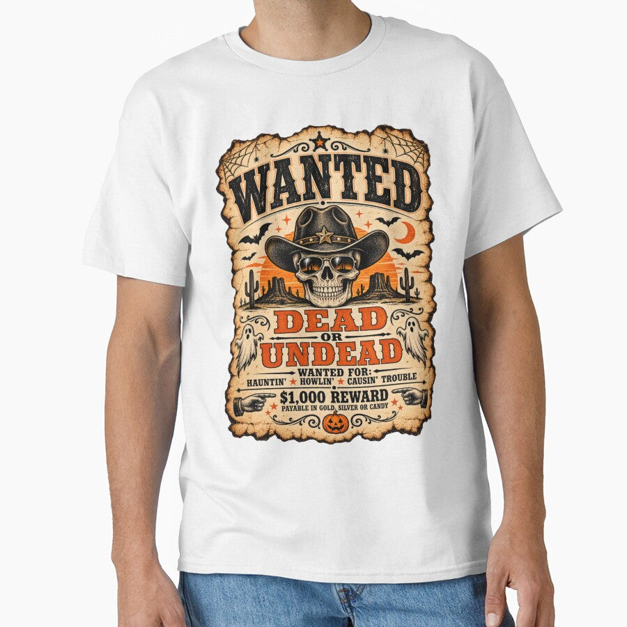 Wanted Dead Or Undead Vintage Western Gothic Halloween Poster by Ojoe studio
