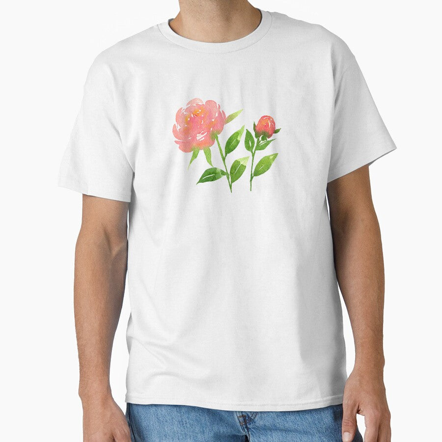 Watercolor Peonies Pattern #4 (White Background) by andrebalest.art