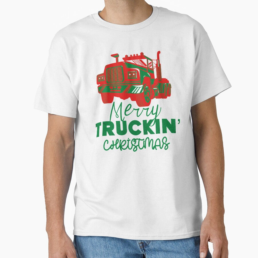 Merry Truckin Christmas Red Green Festive Gift For Trucker Truck Driver by Sunny Collections