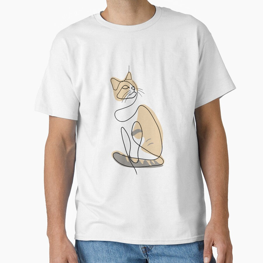 Cute Tri-color Cat Minimalist Line Art by KroomanLyrebird