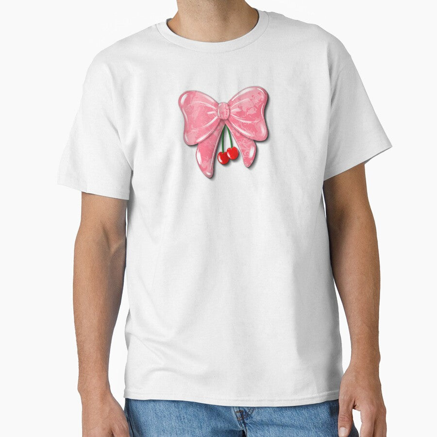 Coquette Bow, Coquette Cherries, Pink Bow, Coquette Bow T-Shirt by starlingandfinchdesigns