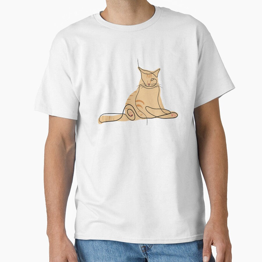 Cute Yellow Cat Minimalist Line Art by KroomanLyrebird