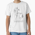 Minimalist Line Art - Girl with Flowers - Modern Minimalistic Black and White Drawing by The Red Nox