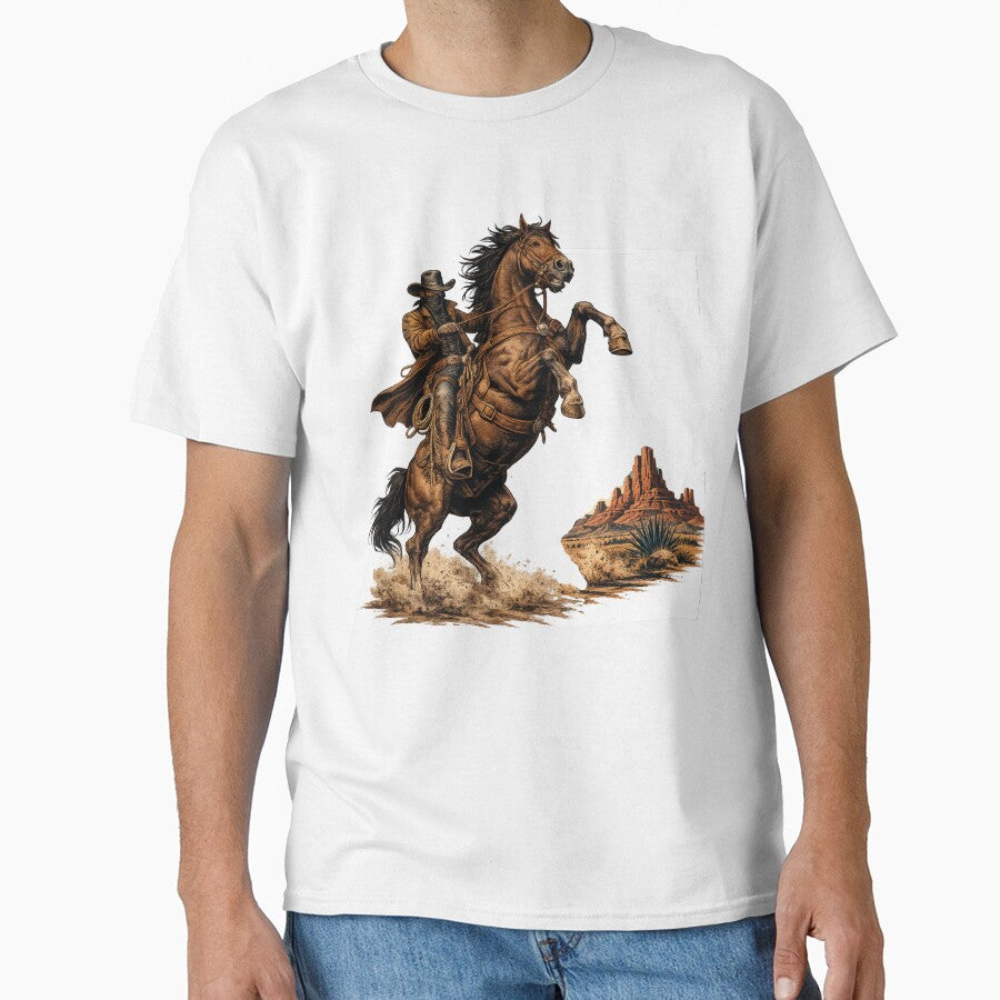 Retro Wild West Cowboy on Rearing Horse Vintage Western Rodeo Graphic by Fabrifrank