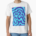 Blue Turquoise Wave Optical Illusion Abstract Painting Pattern by hopecope