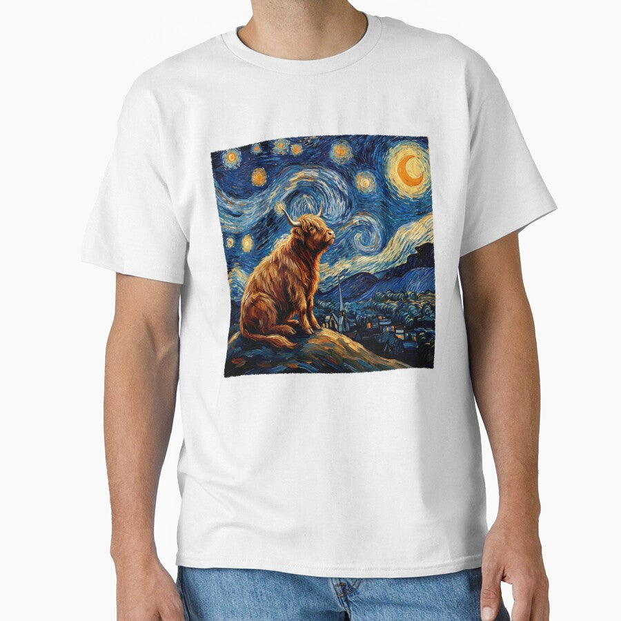 Highland Cow Starry Night Van Gogh Art Lover by TerryConnells