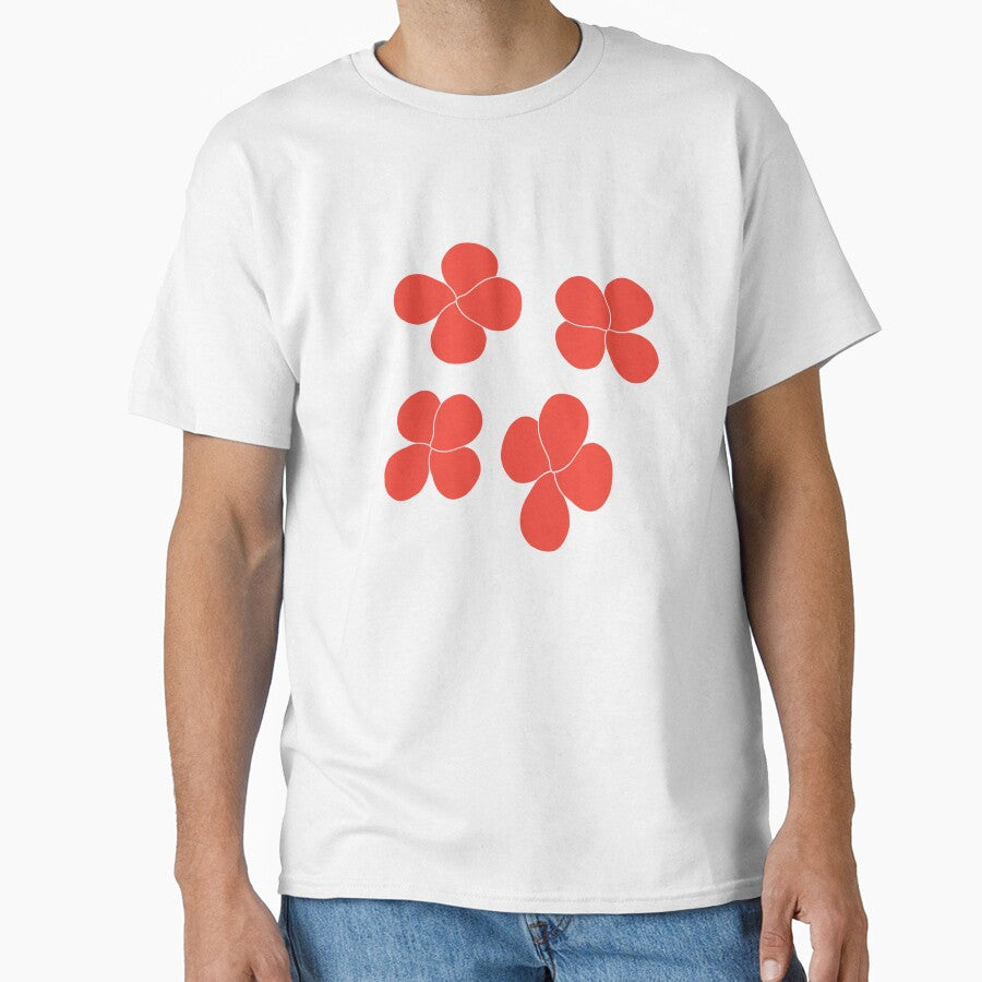 Four petaled red flowers Stylized hand-drawn illustration graphic art by MagicMaker1984
