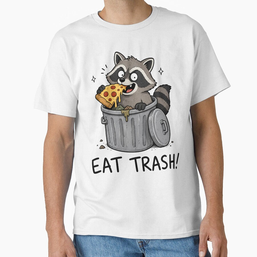 Raccoon Eating Pizza Trash Panda Funny Cartoon by ShirtWreck