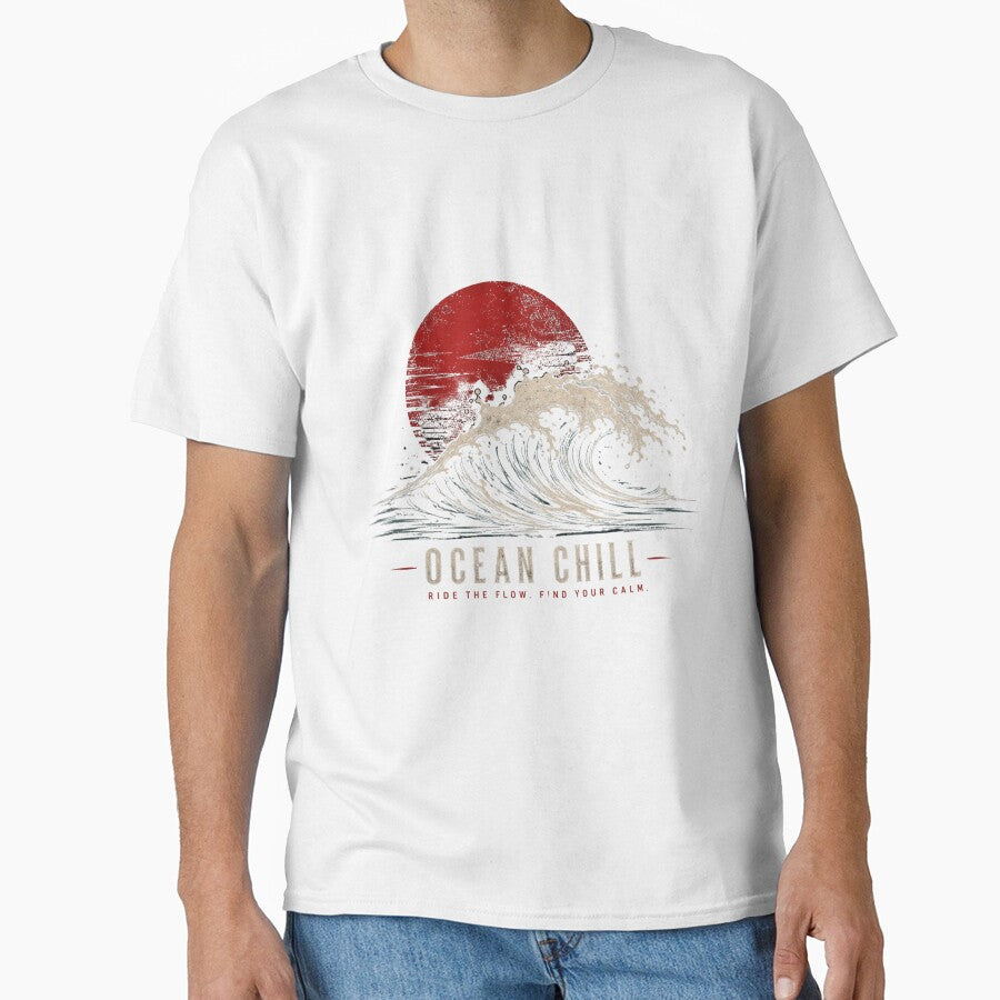 Ocean Chill Wave T-Shirt – Japanese Vintage Surf Aesthetic Tee by Sarcastic Meme Tees Studio