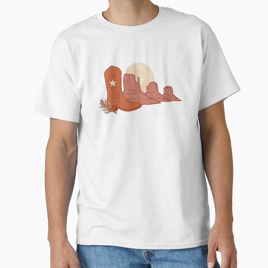 Cowboy Boot Desert Mesa Vintage Travel Illustration by Ninjacatoff