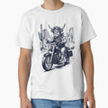 Vintage Highland Cow Riding Motorbike Moto Western Cowboy Animal Lover by DoodleTortle