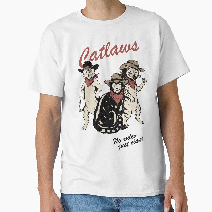 Catlaws Cowboy Cats Western Outlaw Funny Retro Feline Graphic by InOtterNew