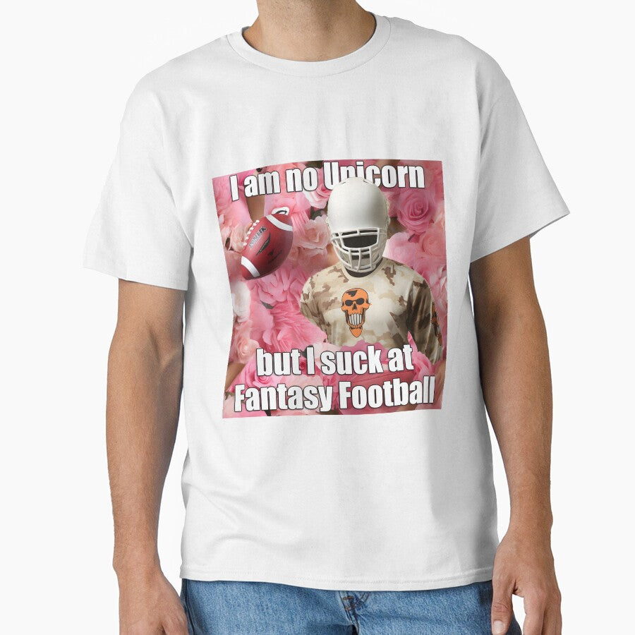 I am no girly pinky-flowers Unicorn but I Suck at Fantasy Football—Football Kickoff Season is starting soon but I, in Autumn leaves pattern camo with a mean helmet, am still a loser. by ignasirus