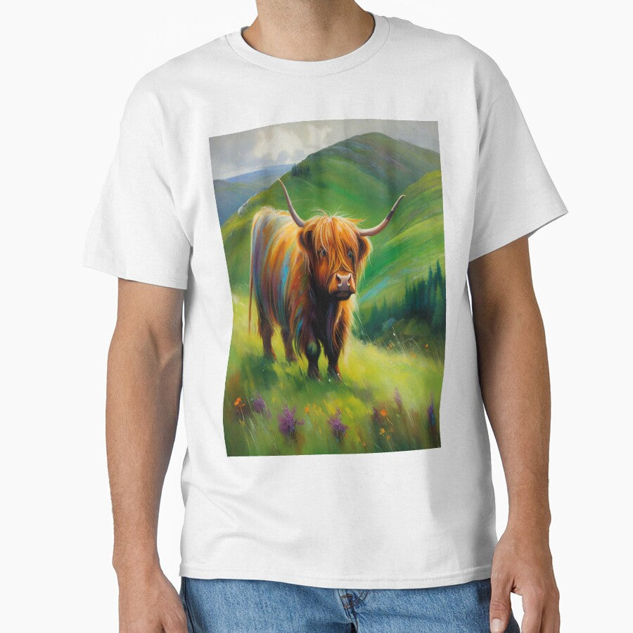 Majestic Highland Charm Cow Painting by Tamas Das