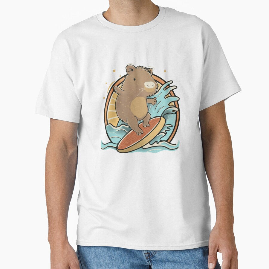 Cute Capybara Surfing at the Beach by EclipseThreads