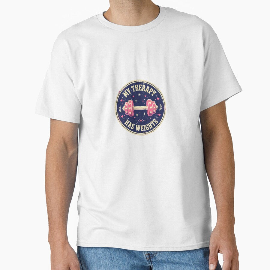 My Therapy Has Weights - Cute Pink Dumbbell Heart Gym Badge by Htkester1