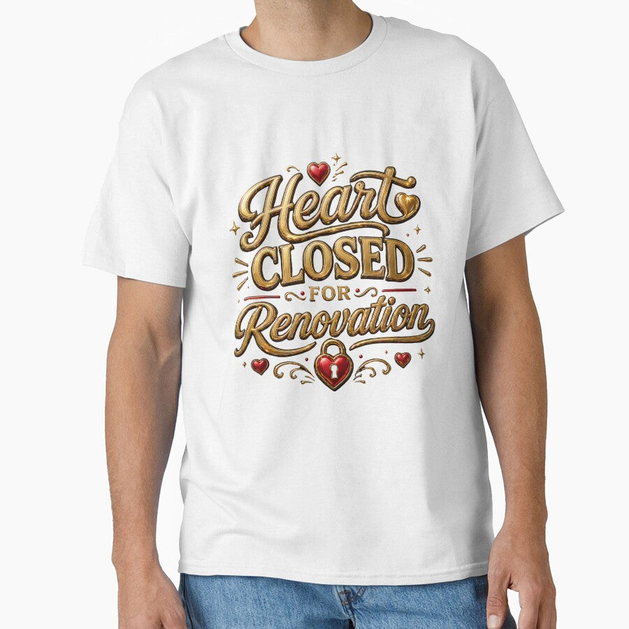 Heart Closed for Renovation, Funny Breakup Quote Shirt, Self Love Healing Typography by JagrDesigns