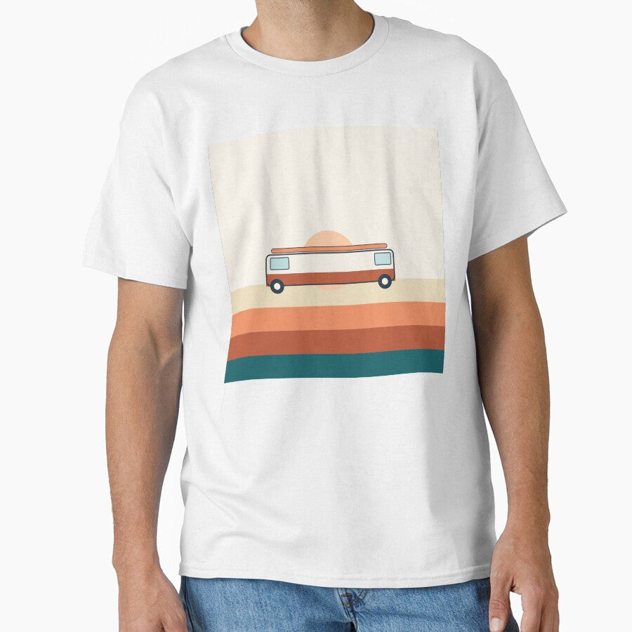 Retro Camper Van Sunset Scene by BondiDrift