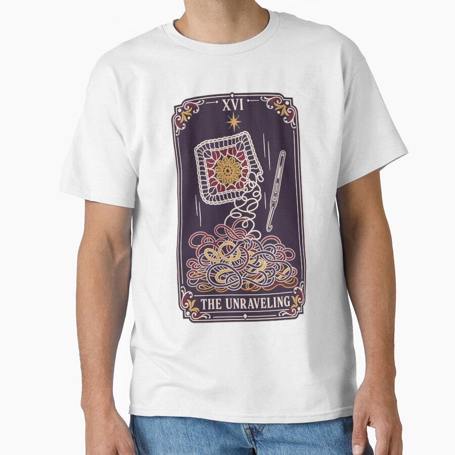 The Unraveling Tarot Card Crochet Shirt | Crochet Tarot Frogging Humor Gift by StickyGuys
