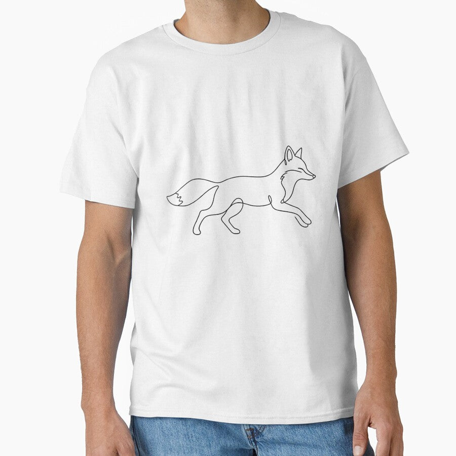 Fox Single Line Art Minimalist Running Fox Design by SoftLifeClub