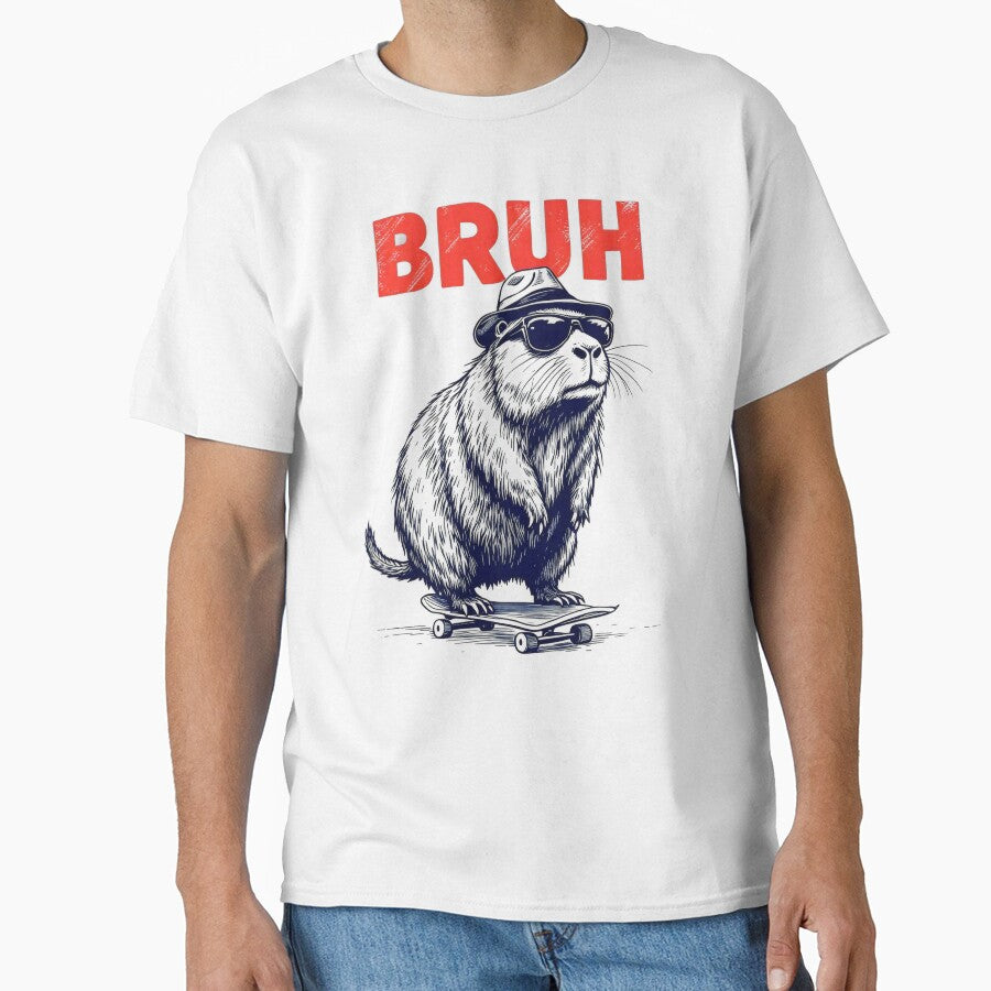 Bruh Capybara On Skateboard Funny Skateboarding Rodent by Topmaxdesign