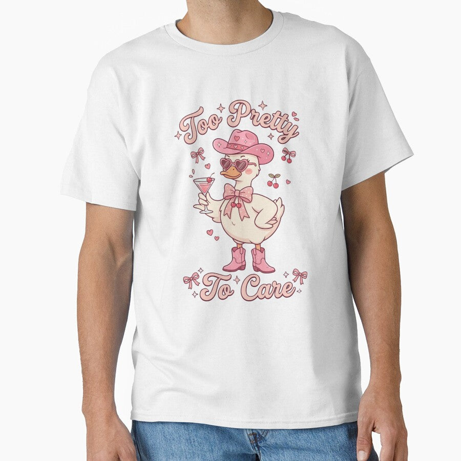 Too Pretty To Care – Coquette Duck Aesthetic | Cute Pink Cowgirl Duck by aiqdelicia