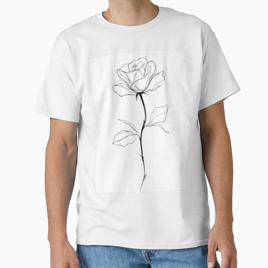 Single Rose — Minimalist Rose Line Art by Helenaphotoart