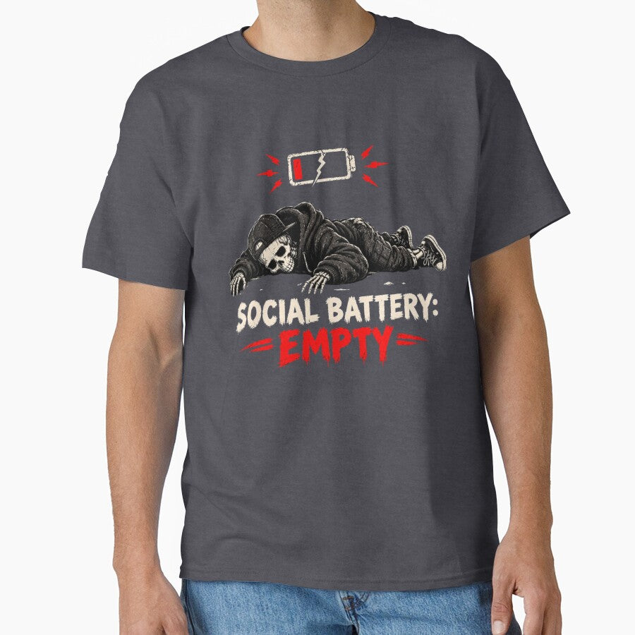 Social Battery Empty Skeleton | Dark Humor by SKELORRA
